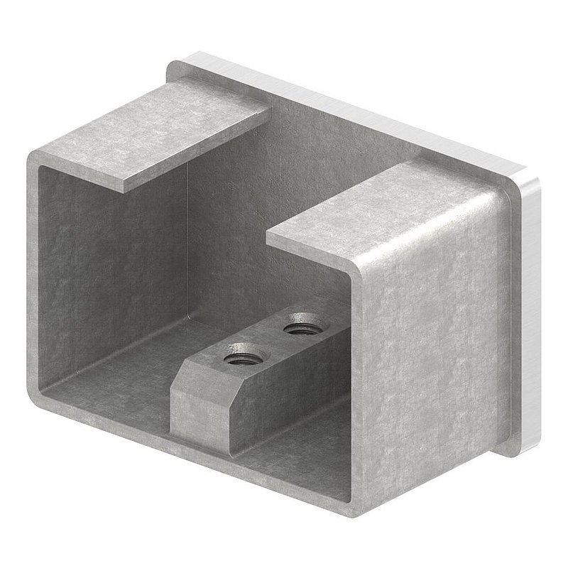 End cap, flat, rectangular slotted tube 60x40x1.5mm, AISI304