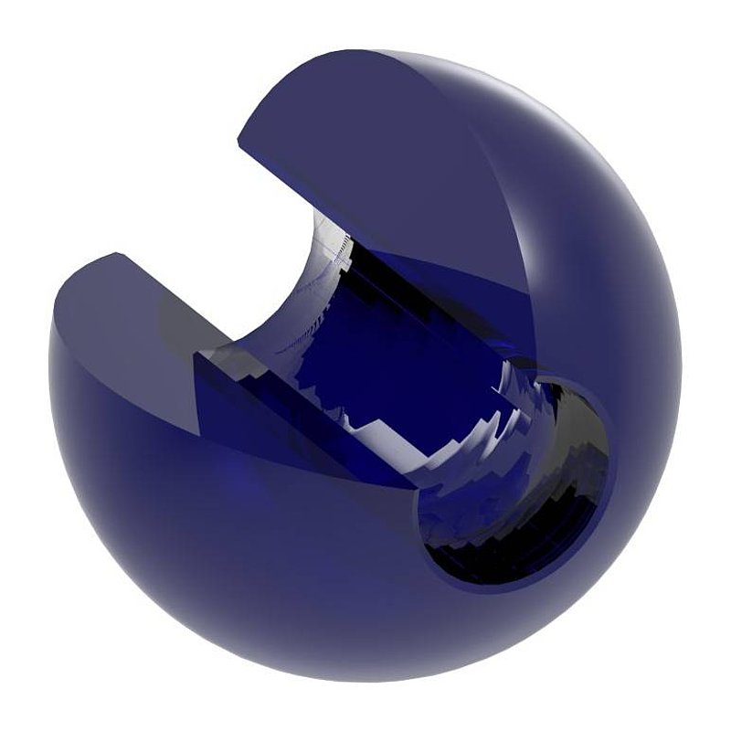 Boule en verre bleu Ø 35mm avec trou de passage Ø 12,3mm