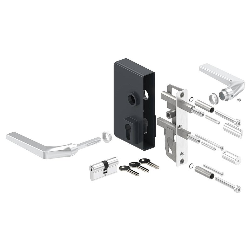 Gittertorschloss GTS 2 für Rohrstärke 60-80mm, Gehäuse RAL 7016