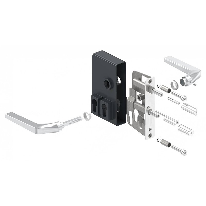 grille gate lock GTS 2 with double cylinder for tube thickness 40-60mm, housing RAL 7016