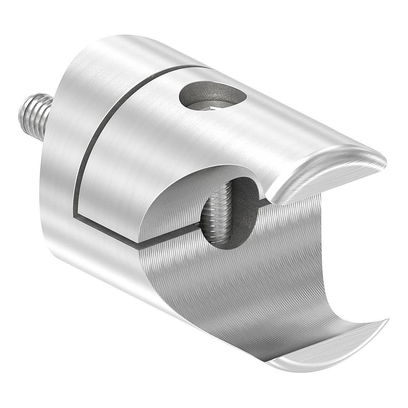 Halter für rundes Klemmprofil 27mm Anschluss: 48,3mm, V2A