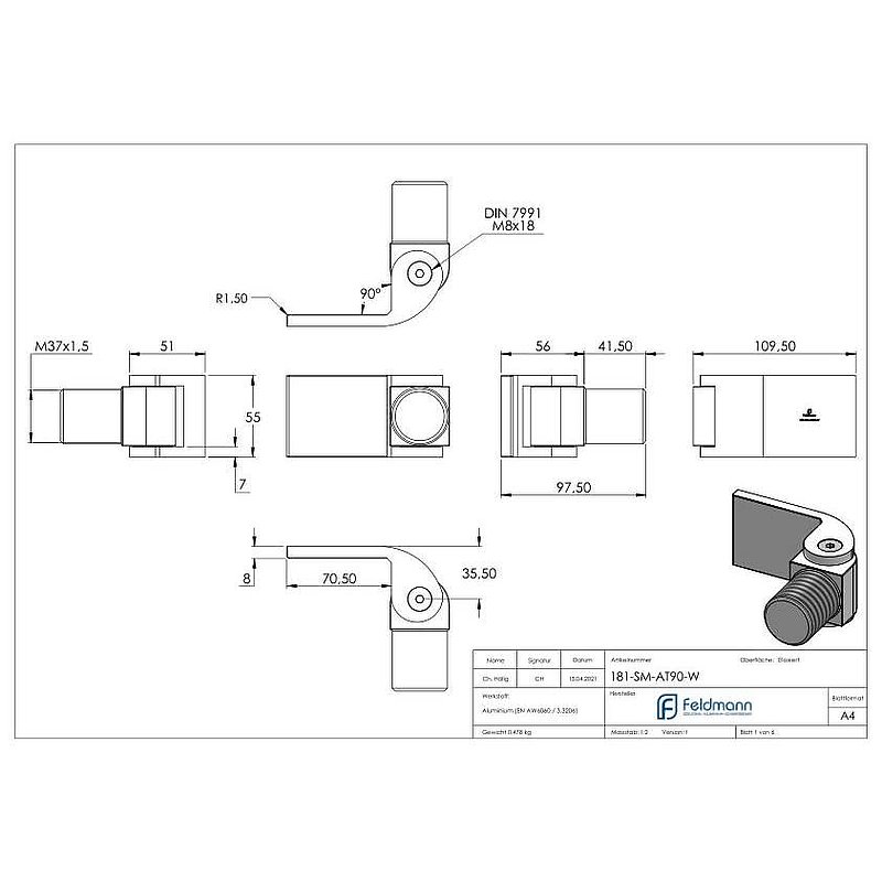 Door hinge 180° weldable without self-closing function