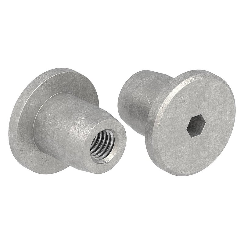 Hülsenmutter mit Flachkopf und ISK, M5, V2A