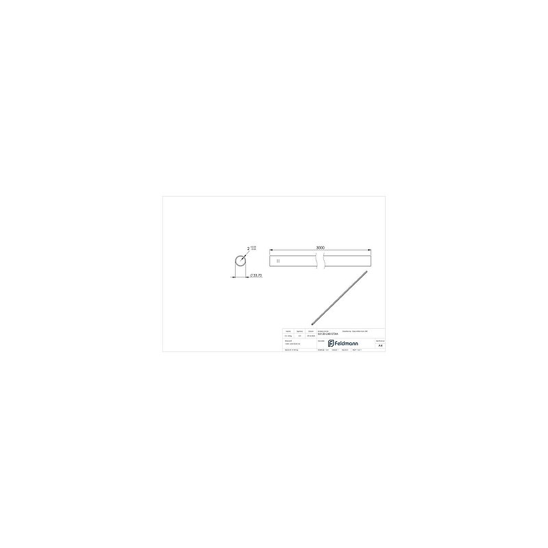 tube 33,7 x 2,0mm, L=3m, satin K240, AISI304