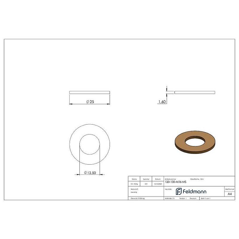 Brass disc from hinge 120/130-M16
