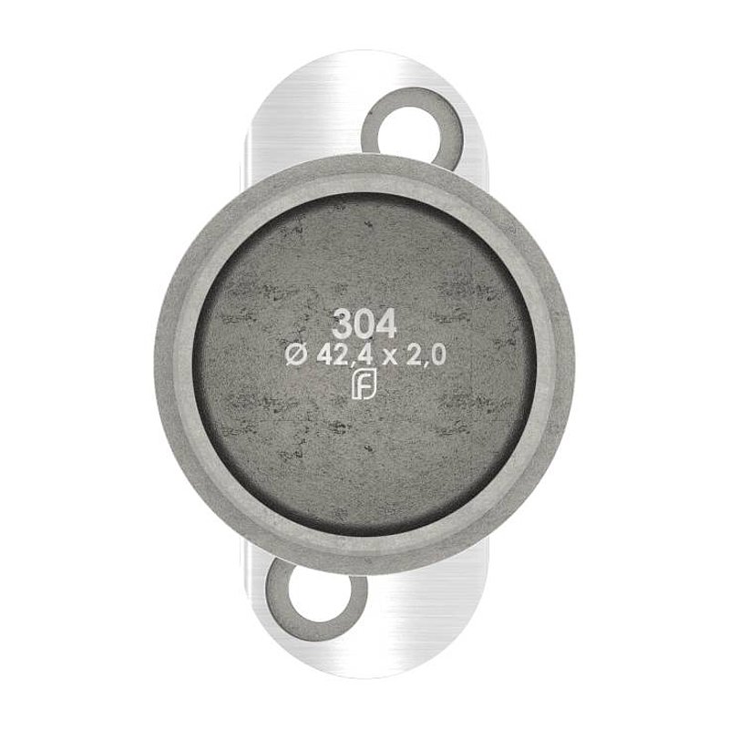 Rohrabschlussstopfen für Rohr 42,4x2,0mm, Handlaufanschlussplatte: 42,4mm, V2A