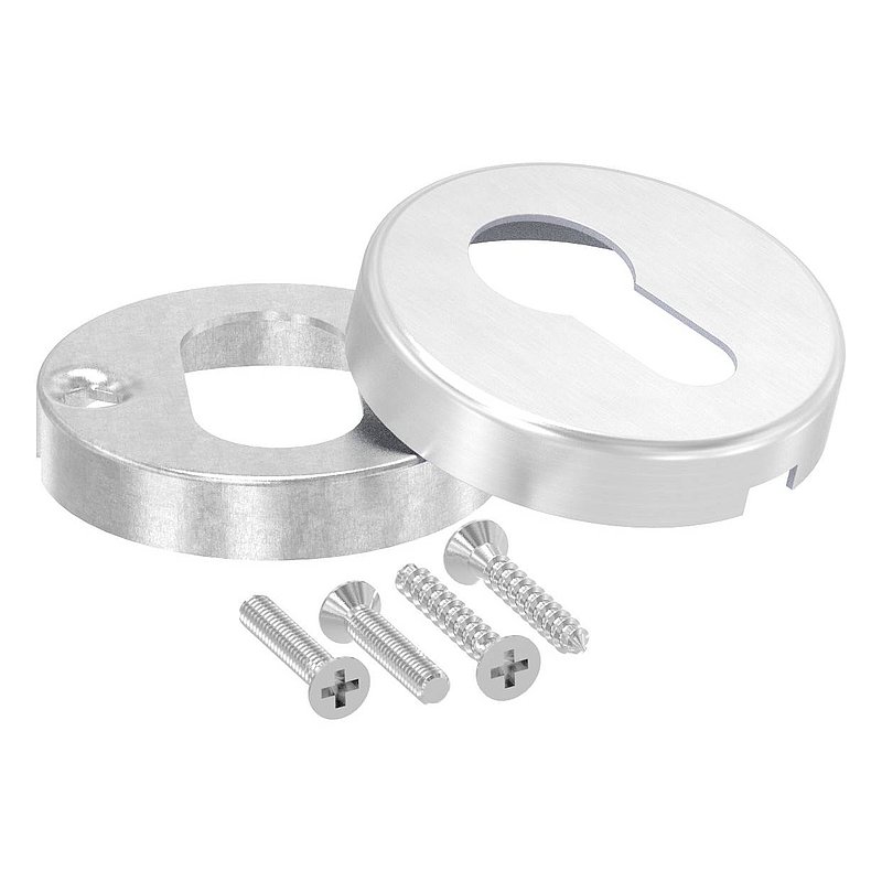 Pair of key escutcheons, for profile cylinder, AISI304