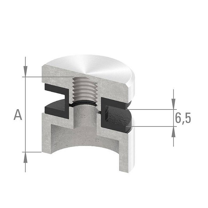 Glaspunkthalter 30mm, Anschluss: 42,4mm, V2A