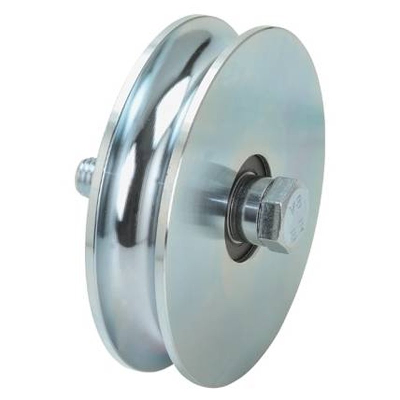 Schiebetorrolle mit Rundrille, Ø 100mm, für Schiene Ø 20mm, 2 Kugellager, verzinkt