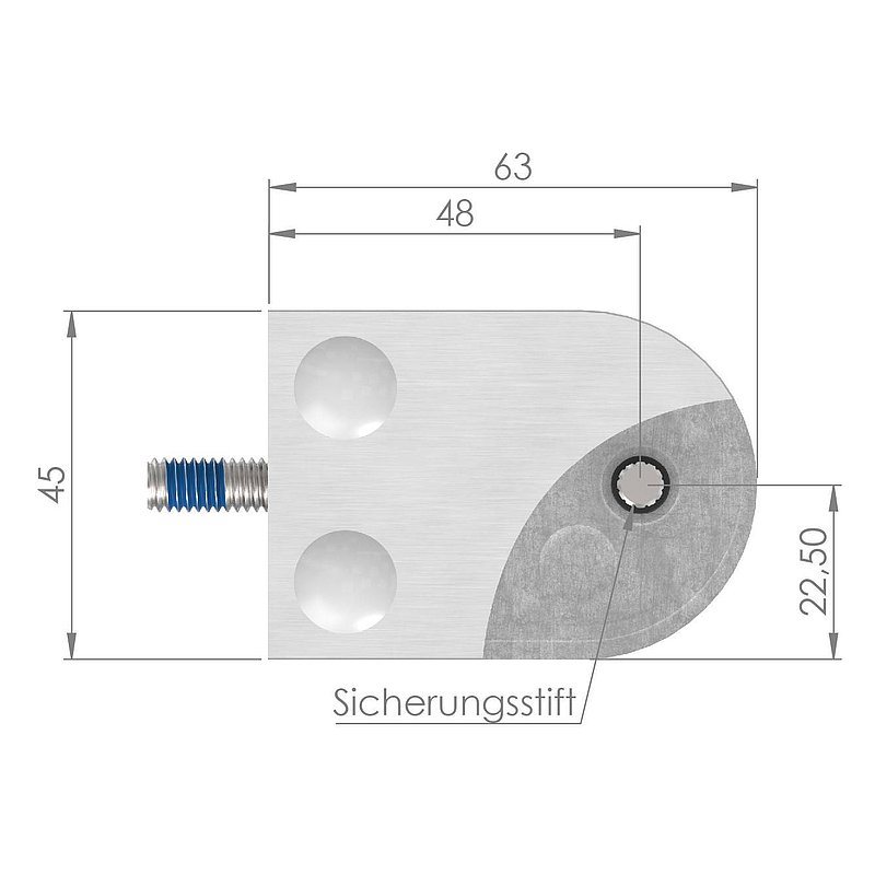 Glasklemme Mod. 33, Anschluss: 48,3mm, in Zink roh