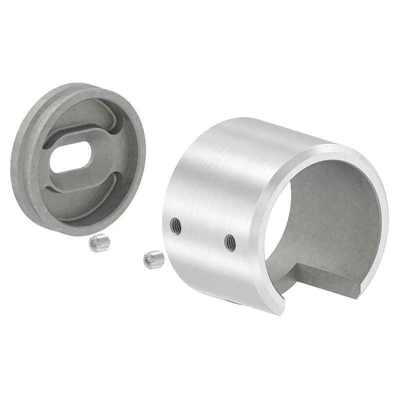 Wall mounting for slotted tube 42.4 mm, left, AISI316