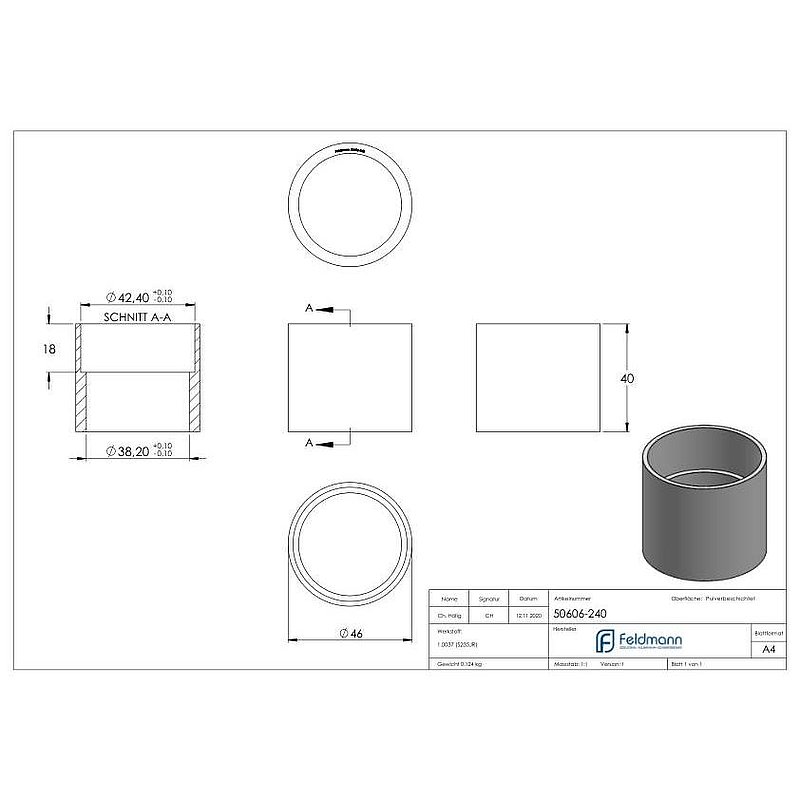 Bohrlehre für 42mm Holzhandlauf