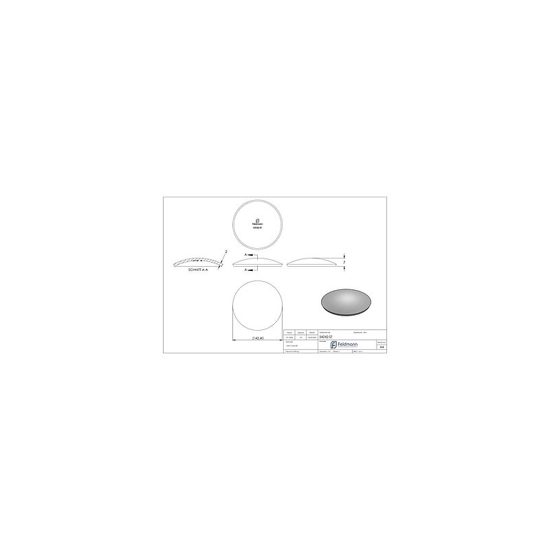 Halbrundschale 42,4x2,0mm, H: 7mm