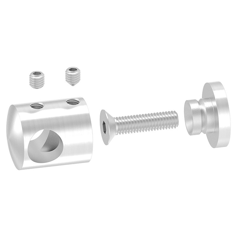 Querstabhalter für geraden Anschluss, 12,2mm Bohrung, V2A