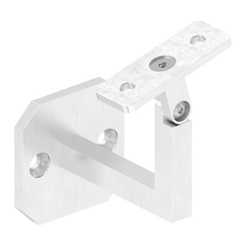 Handrail bracket, square, with straight handrail connection plate (round plate and bracket welded),