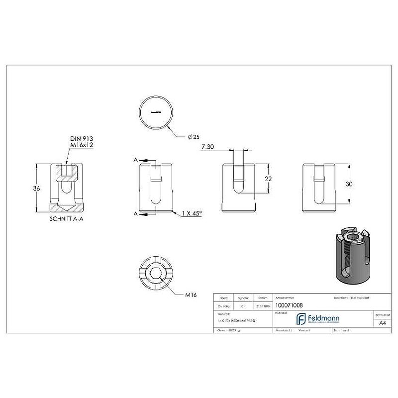 Serre-câble en croix pour câble Ø 8mm, V4A