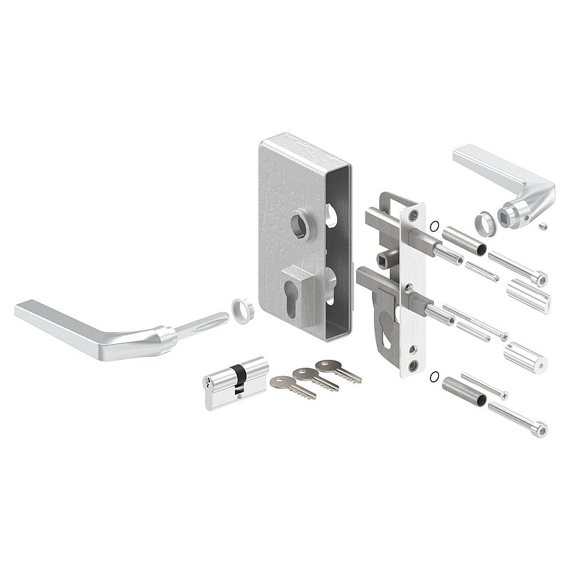 Gittertorschloss GTS 2 für Rohrstärke 60-80mm, Gehäuse blank