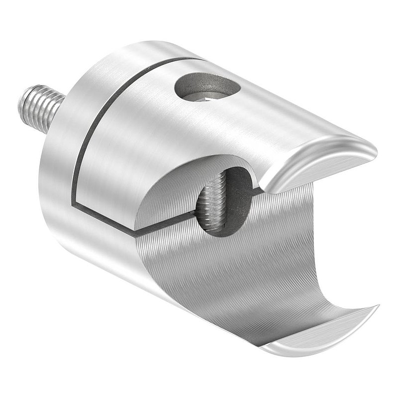 Halter für rundes Klemmprofil 27mm Anschluss: gerade, V2A