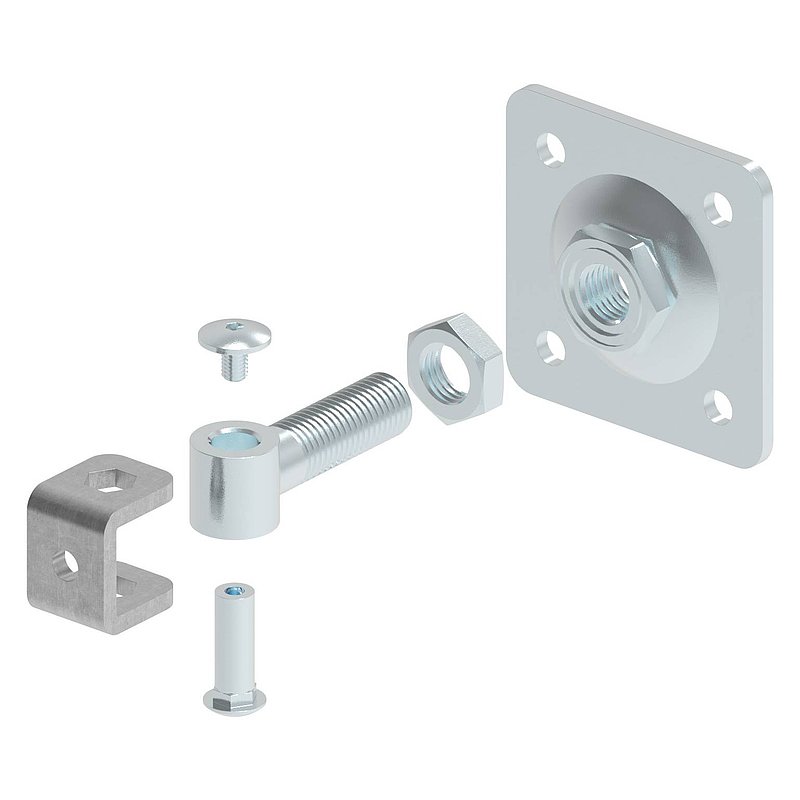 Paumelle de porte M20 avec plaque réglable, électro-zinguée