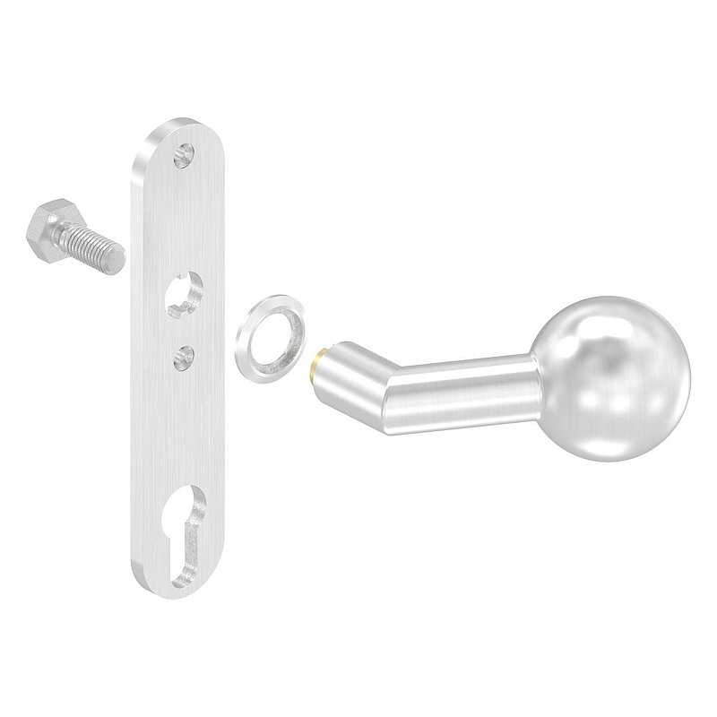 Türknopf, Ø 50mm, mit Langschild, V2A