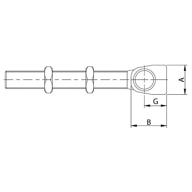Gond à visser M18 réglable, filetage long, acier électrozingué