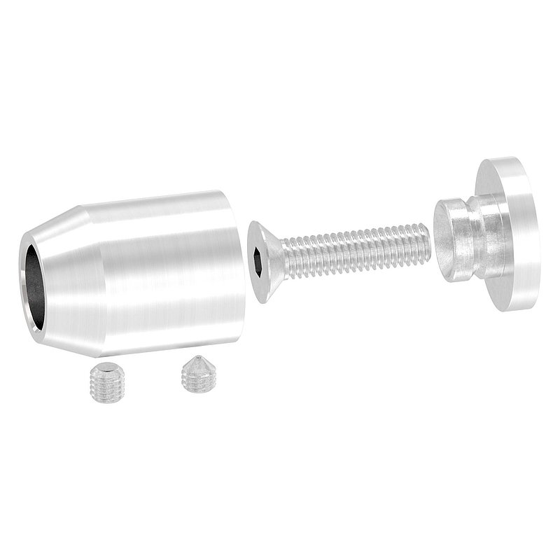 Querstabhalter (zum Stoßen vorne) gerader Anschluss, Bohrung vorne 12,2mm, V2A