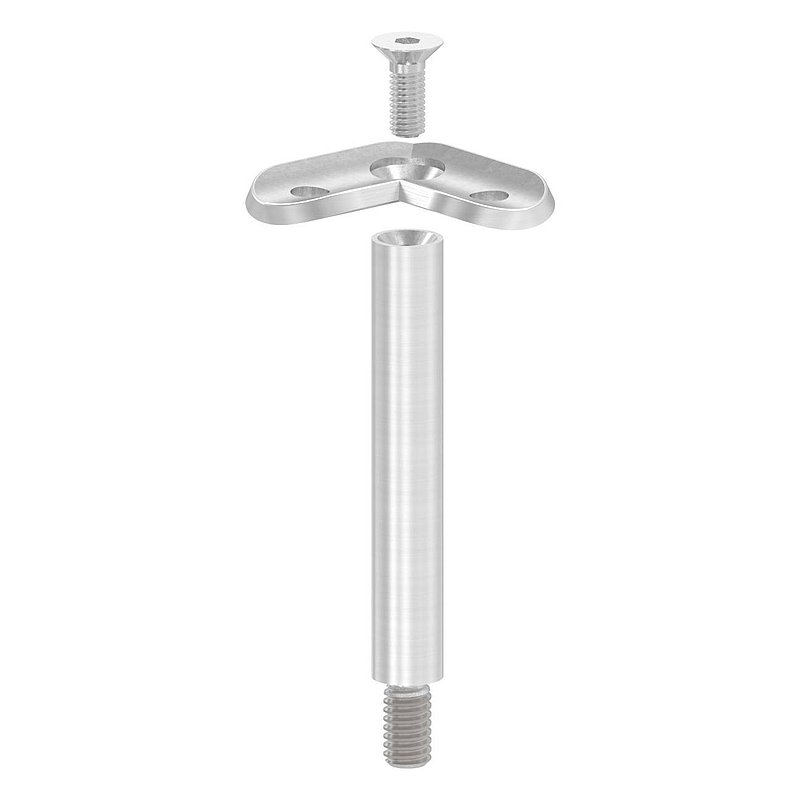 Pin Ø 12mm with 90° handrail connection plate for tube 42.4mm, AISI304