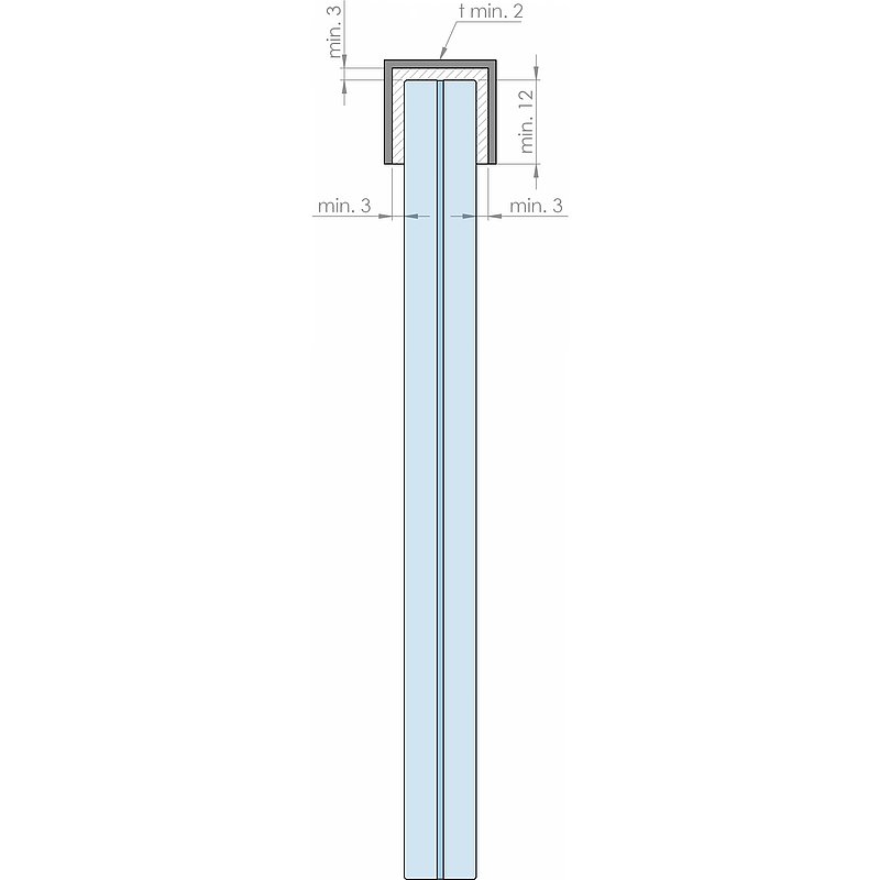 Profilé acier inoxydable en U, 28x26x2mm, L: 6000mm, V4A