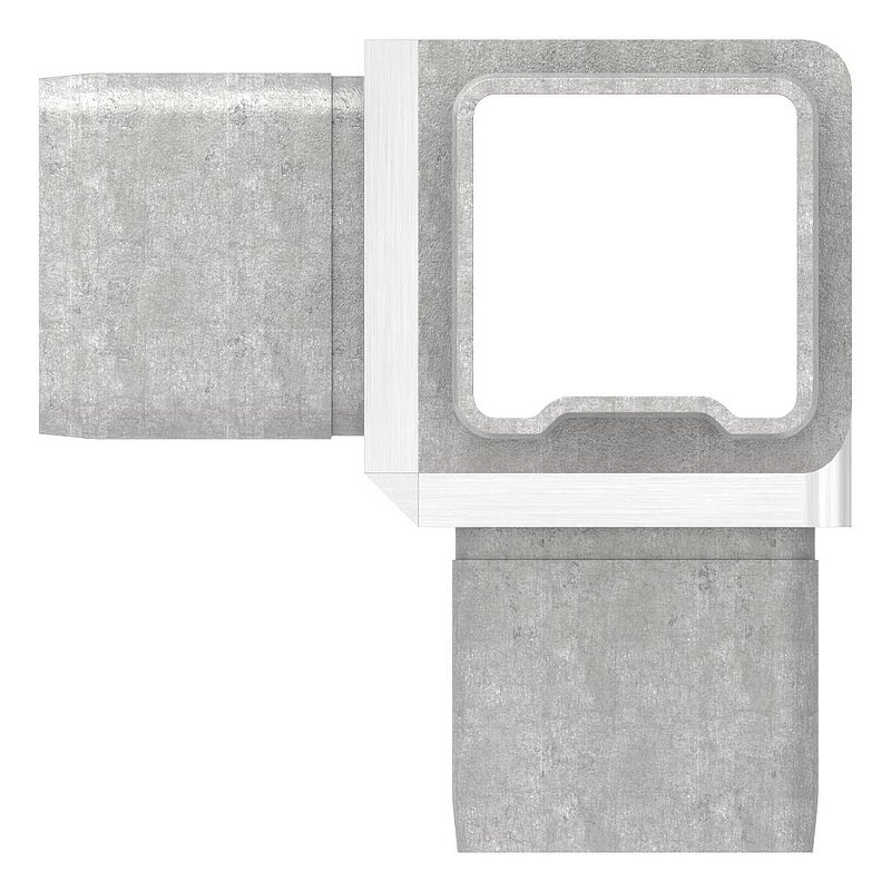 Raccord en T avec 4 sorties égales pour tube 40x40x3,0mm, V4A