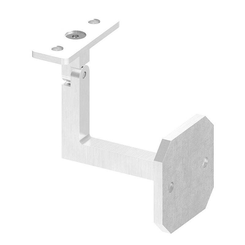 Handrail bracket, square, with straight handrail connection plate (round plate and bracket welded),