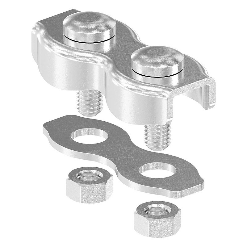 Duplexklemmen für Seil 4mm, V4A