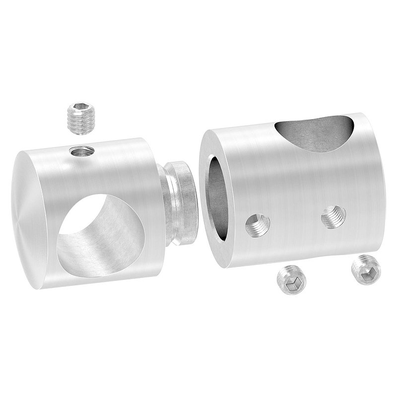 Double Cross bar holder with 14.2 and 14.2 mm bore, AISI304