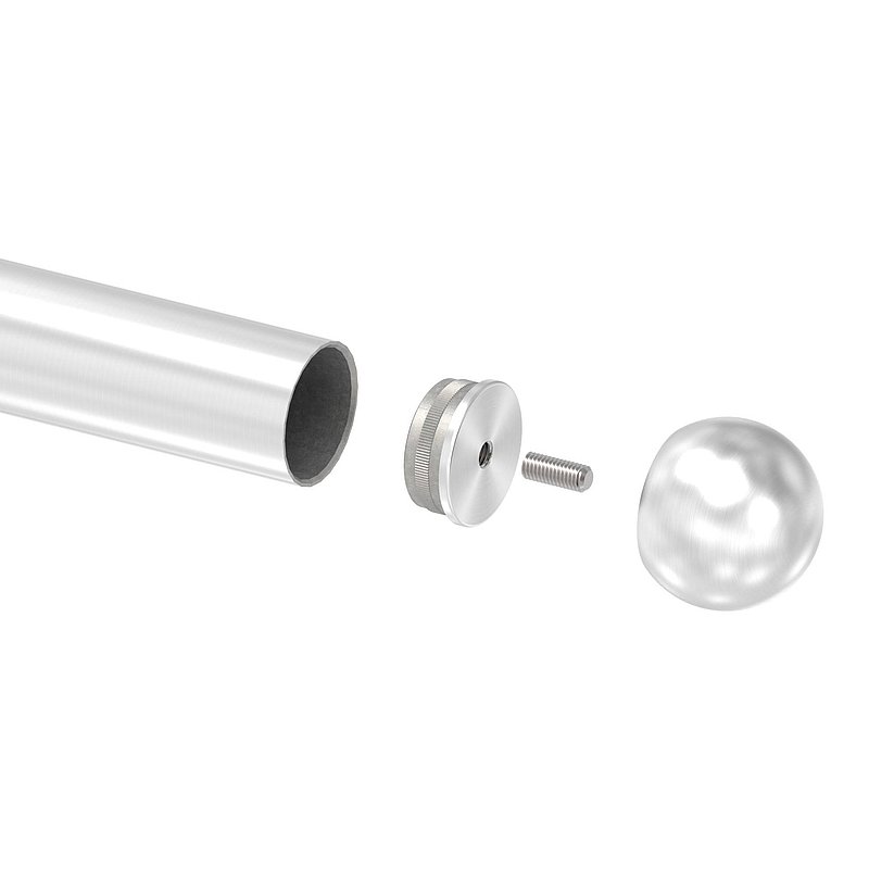 Pipe end ball hollow for 42.4 mm tube, with M8