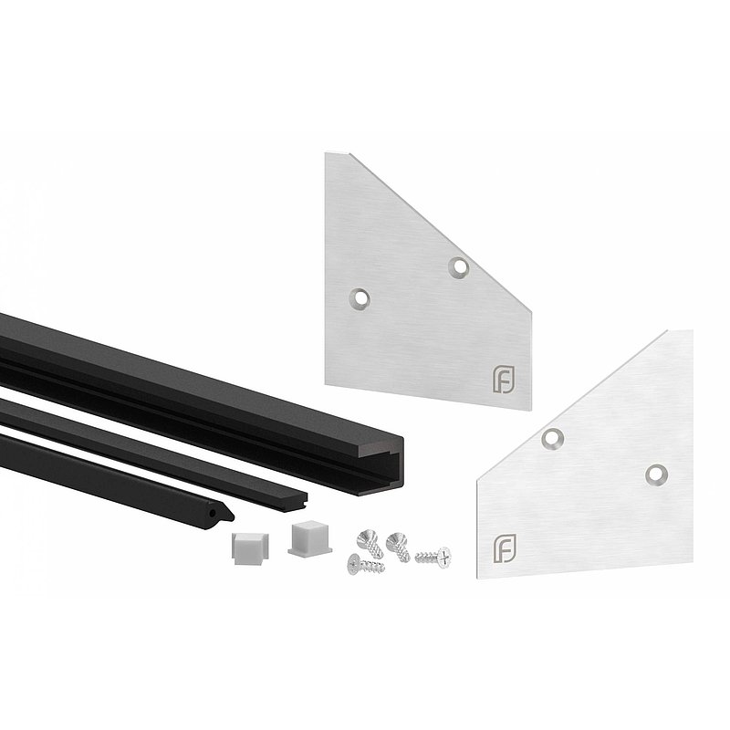 Kit de montage d'auvent en verre 17,52mm eleganza canopy, avec L: 2005mm
