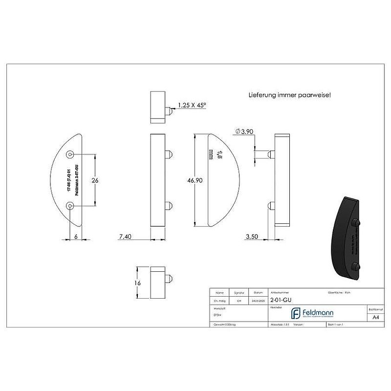 Rubber for Mod. 20/21, sheet metal 1.5mm