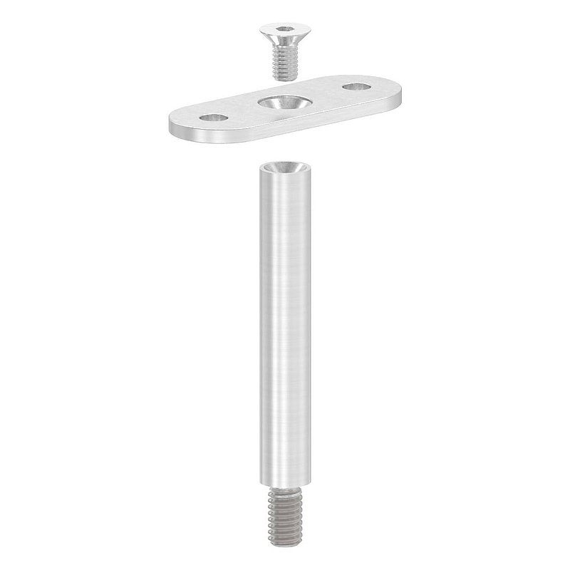 Tige Ø 12mm avec plaque de raccordement de mains courantes, plat, V2A