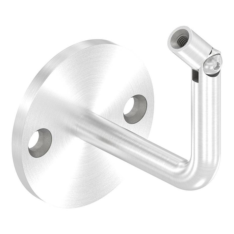 Handrail bracket with joint, top internal thread M6 (round plate and bracket welded), AISI304