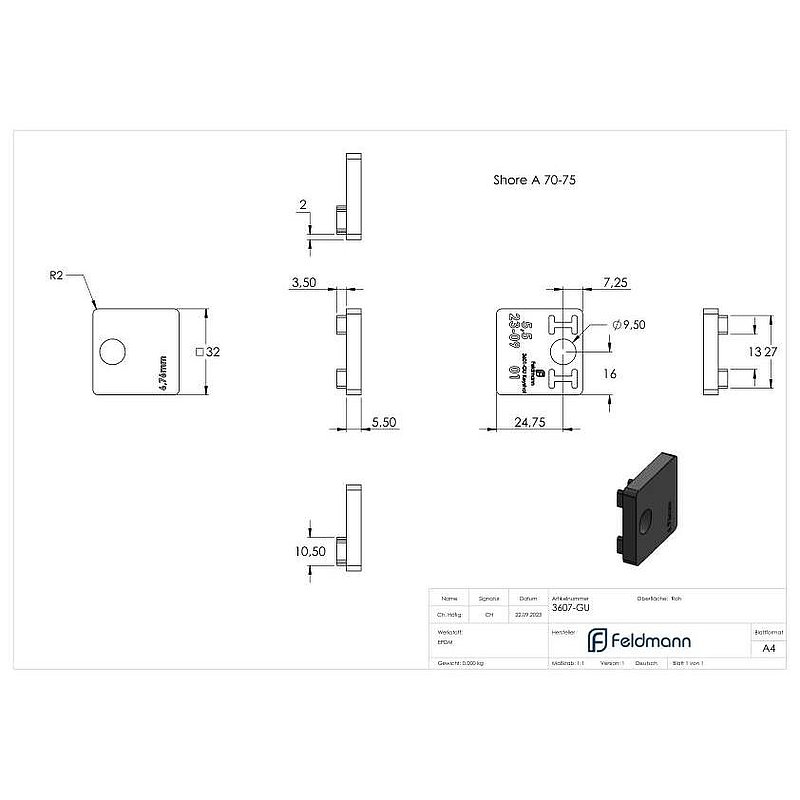 1 pair rubber for mod. 36, for LSG-glass 6,76mm