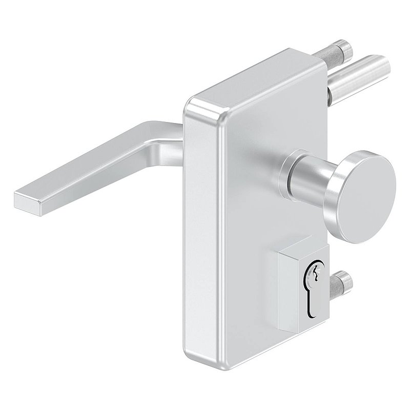 Gittertorschloss GTS 2 mit Anti-Panik-Funktion für Rohrstärke 40-60mm, Gehäuse silber