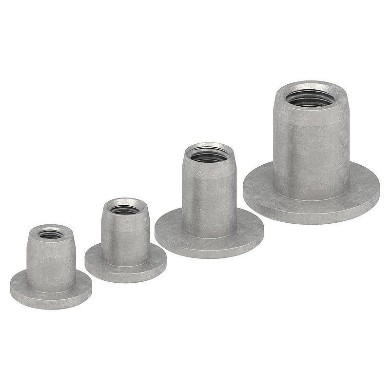 Hülsenmutter mit Flachkopf und ISK, M8, V2A
