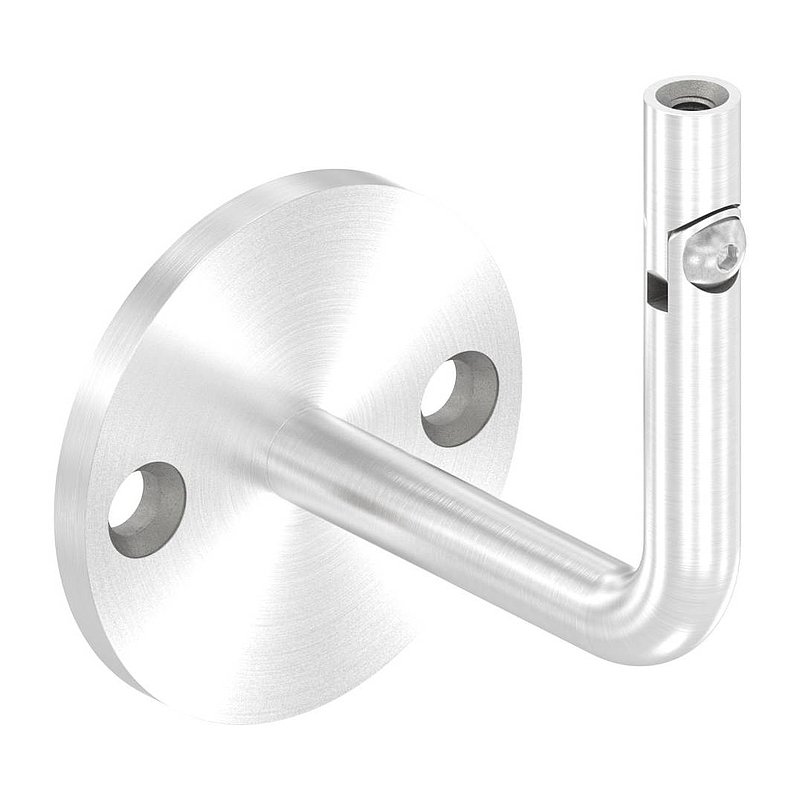 Handrail bracket with joint, top internal thread M6 (round plate and bracket welded), AISI304