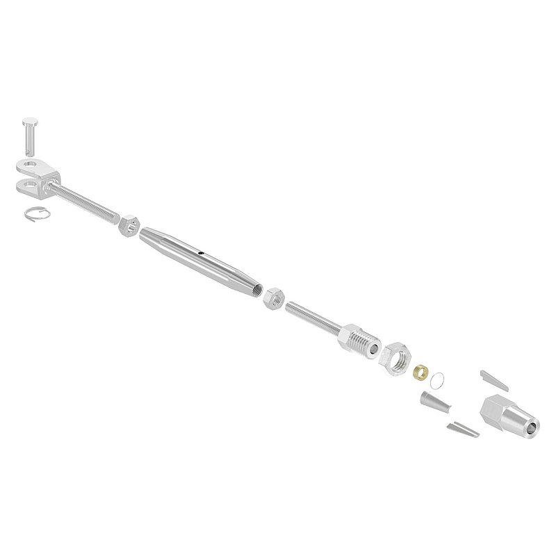 Wantenspanner Gabel zur Selbstmont. Seil 4mm, V4A