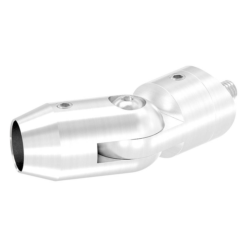 Cross bar holder with joint (for pushing from the front) 33.7 mm tube, 14.2 mm hole, AISI304