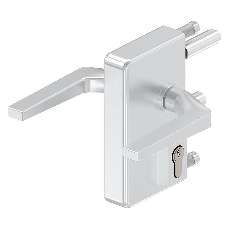 Gittertorschloss GTS 2 für Rohrstärke 40-60mm, Gehäuse silber