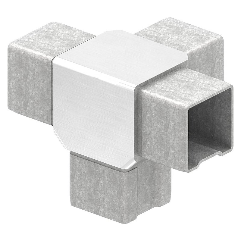 Raccord en T avec 4 sorties égales pour tube  40x40x2,0mm, V4A