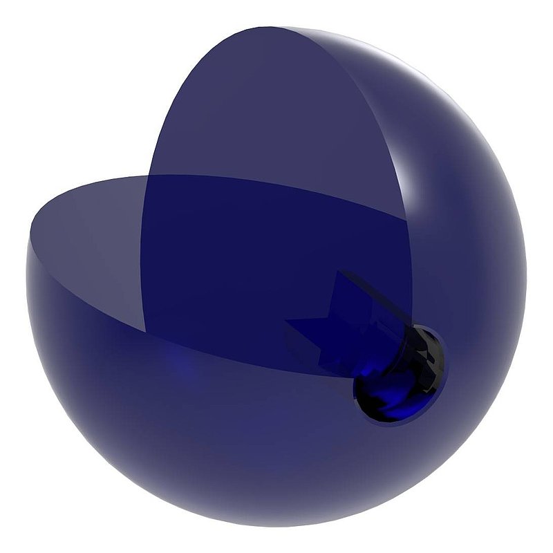 Glaskugel blau Ø 60mm mit Sackloch 12,5mm