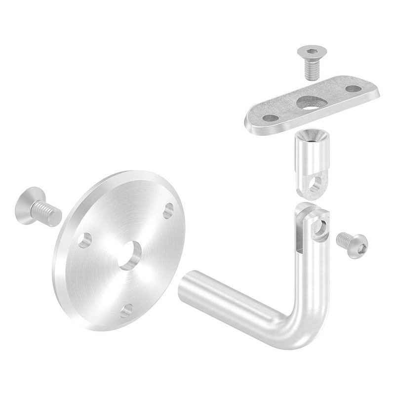 Handlaufhalter mit Gelenk, Handlaufanschlussplatte Rohr 42,4mm (Ronde und Bügel verschraubt), V2A