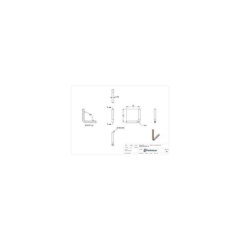 Bügel Ø 10mm, 90° gebogen, ohne Gewinde, V2A