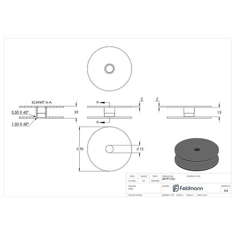 Paire de caoutchouc pour point de fixation 70mm Ø 70mm