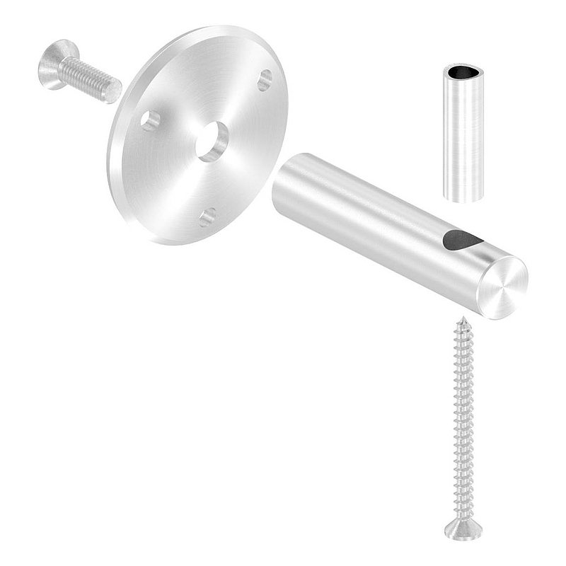 Handrail bracket for screwing on with wood screw (round bar and bracket screwed together), AISI304